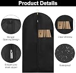 Pack of 5 Jersey Bag, 40 Inch Suit Bags for Men, Black Garment Bags with Zipper and Clear Window, Breathable Suit Dust Cover Garment Bag for Hanging Clothes, Suit Bags for Closet Storage and Travel