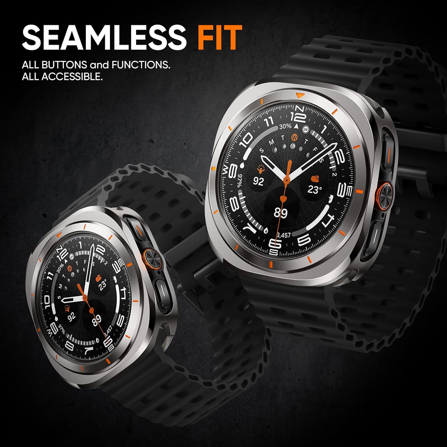 Suitisbest Metal Case for Samsung Galaxy Watch Ultra 47mm Case, Stainless Steel Protective Rugged Bumper Thin Frame with Ceramic-Like Back Cover for Galaxy Watch Ultra 47mm for Men Women - Image 3