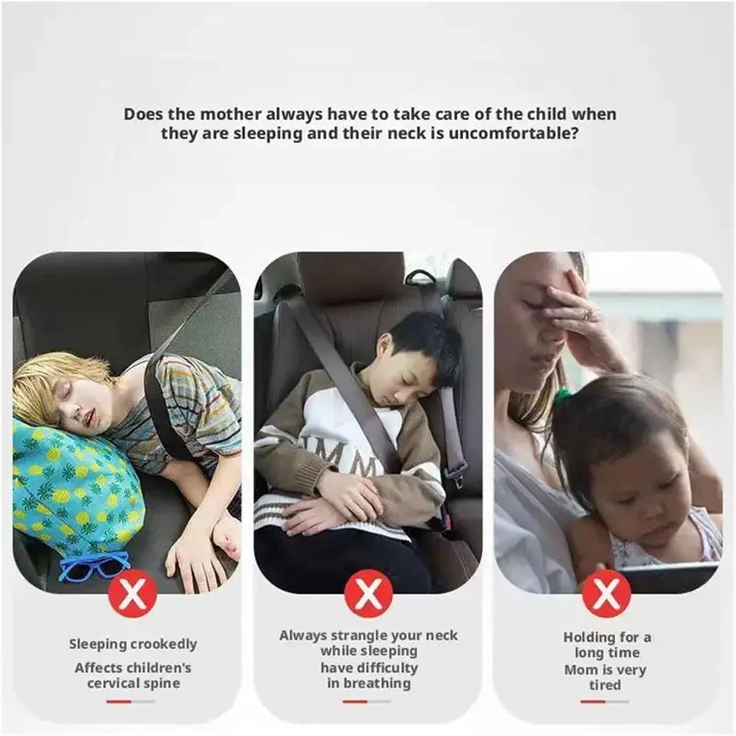 Cute Cartoon Car Pillow Kids - Comfortable and Breathable Headrest Child's Cervical Support(A)