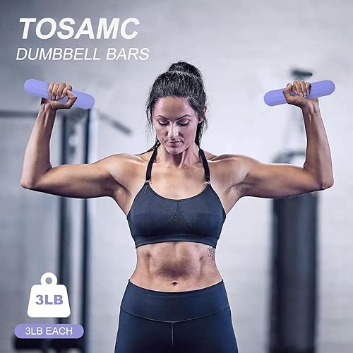 Miniatura 6 de Barras de pesas de mano para mujer, juego de 2 o 1 anillo de pesas rusas de 3 libras para caminar, entrenamiento, pilates, entrenamiento de fuerza,