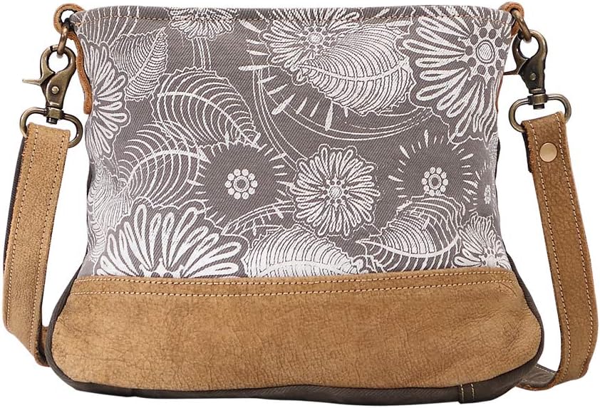 Myra Bag Floral Purses for Women - Genuine Leather and Canvas Floral Purse with Flower Print, Flower Handbags for Women