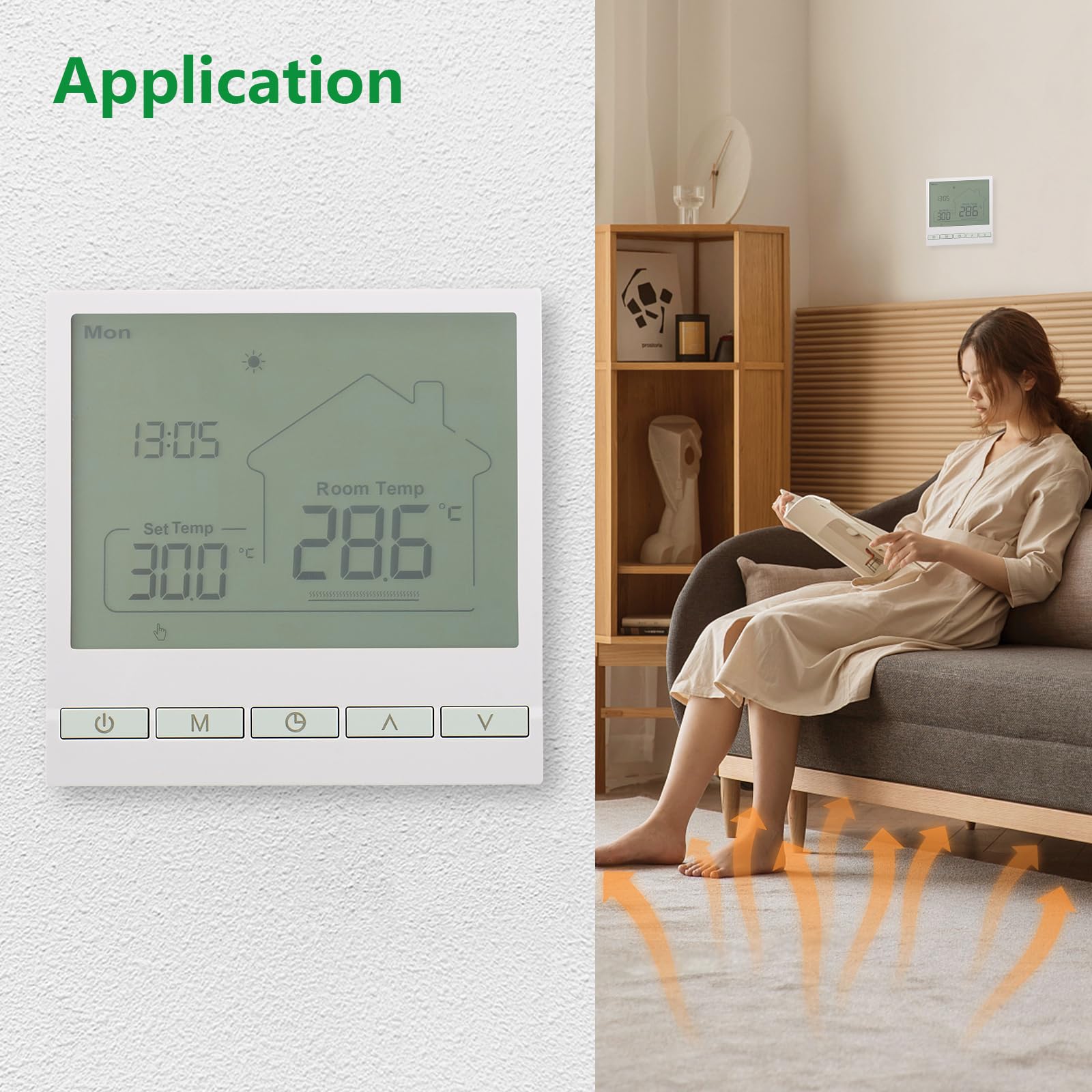 Wengart Digital Thermostat WG902,AC230V 20A Programmable Thermostat,Precise Temperature Control,Suitable For Electric Heating Systems,White - Image 2