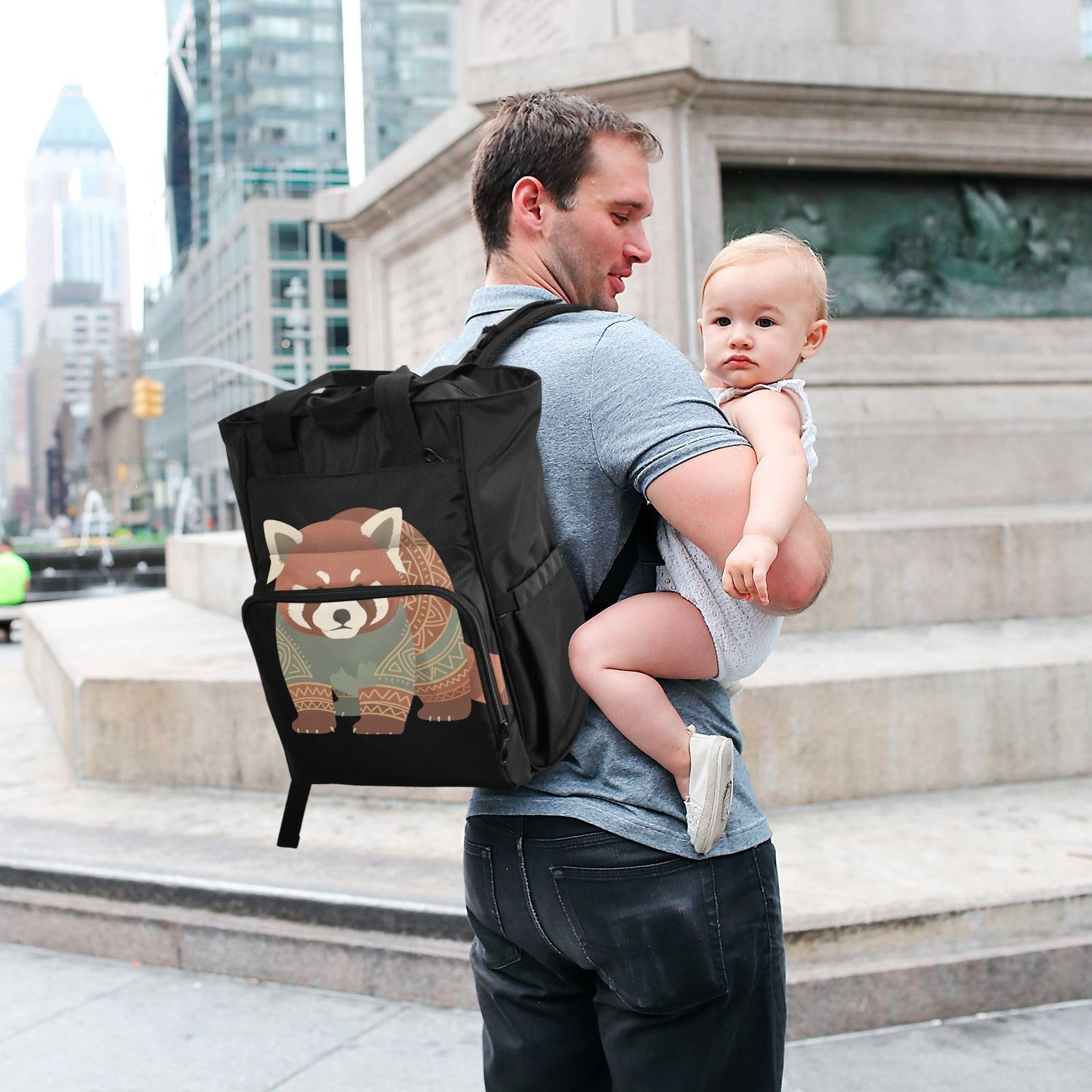 GuoChe Dobby - Mochila para pañales de nailon con múltiples bolsillos