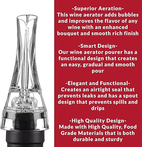 Miniatura 2 de Skyway - Boquilla aireadora de vino – Boquilla de decantador de vino de primera calidad de aireación instantánea – sin derrames de goteo – Acabado