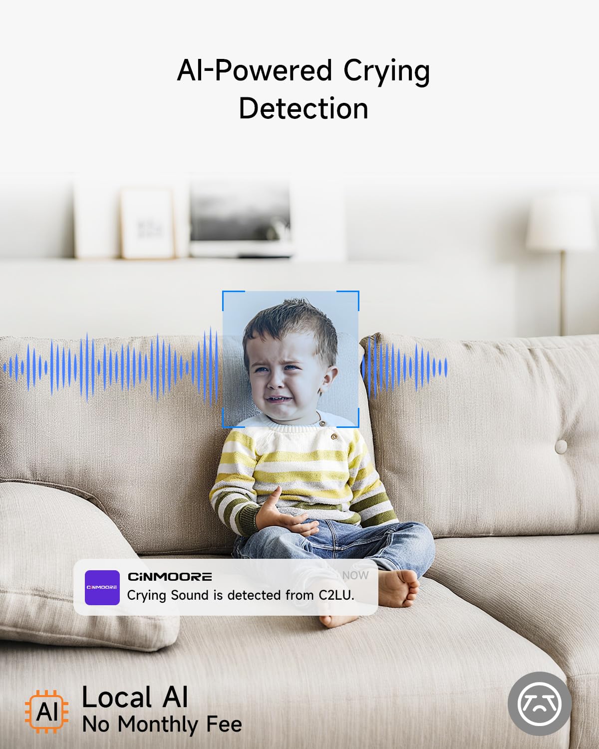 Überwachungskamera mit 64 GB SD-Karte, keine monatliche Gebühr, 360° Schwenkneigung, Farbnachtsicht, KI-Bewegungserkennung, 2-Wege-Talk, WiFi 6, kompatibel mit Alexa