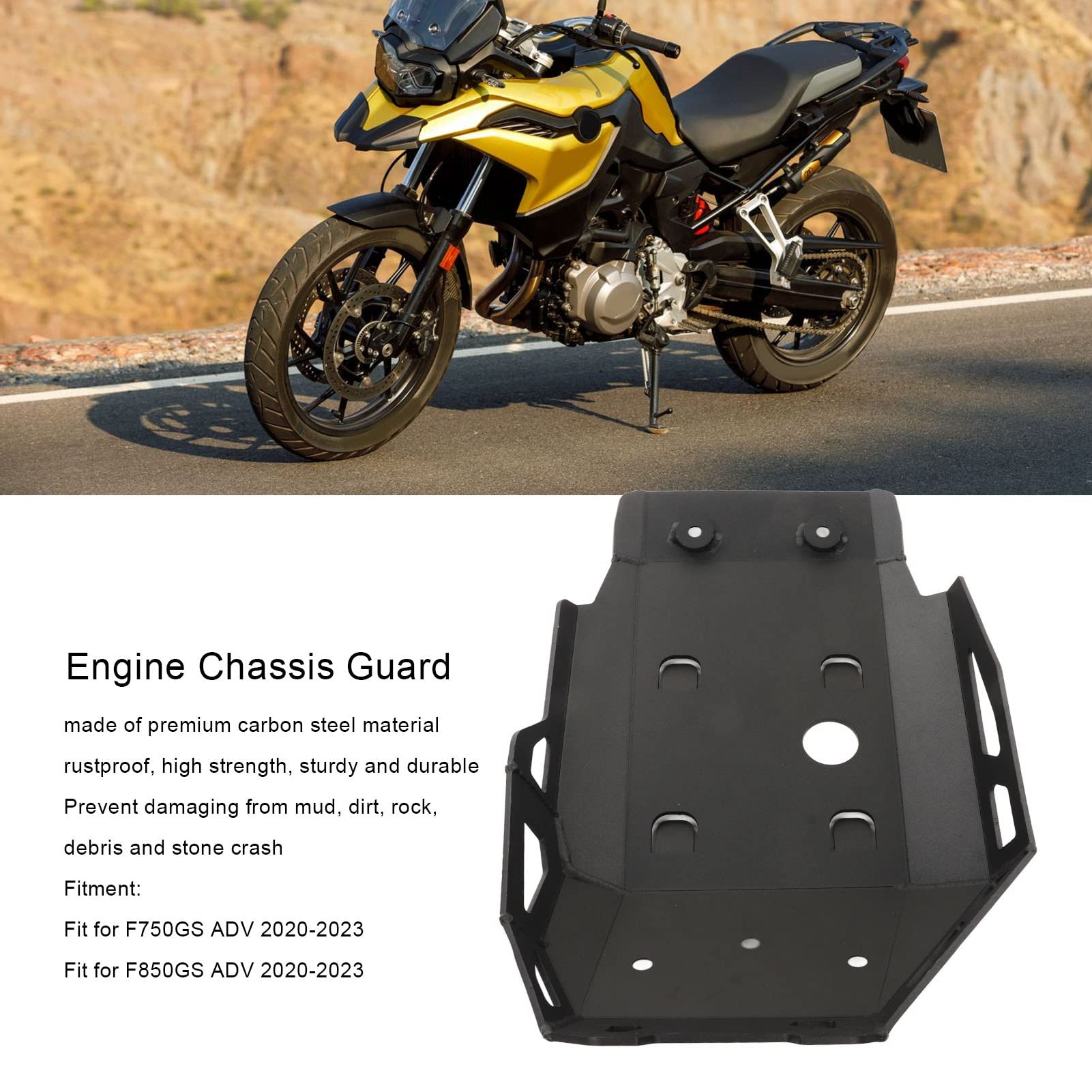 Dolna osłona silnika, osłona podwozia silnika ze stali węglowej do foteli i akcesoriów F750GS F850GS ADV 2020-2023, czarny