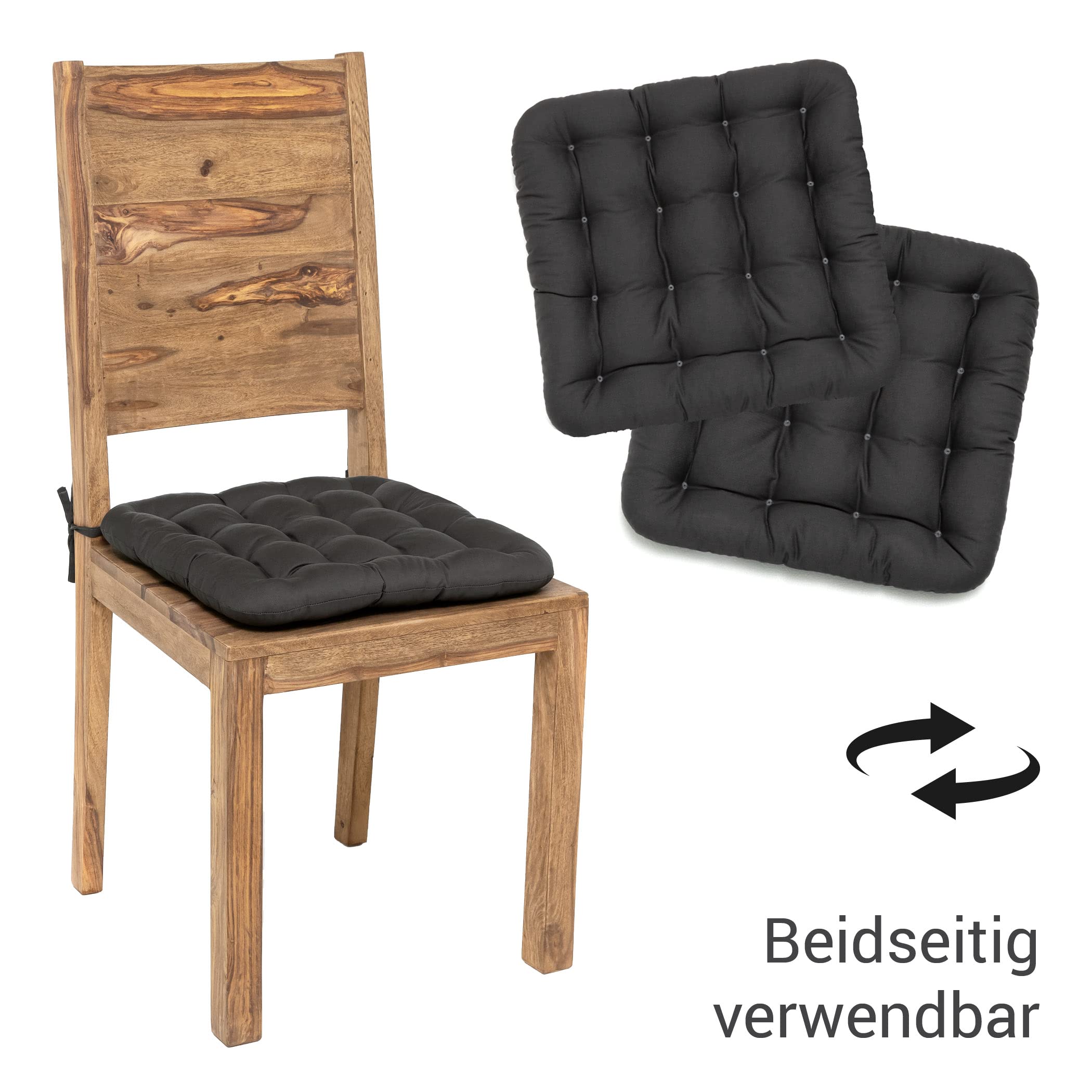 HAVE A SEAT Luxury – poduszka do siedzenia 40 x 40 cm – wygodna poduszka na krzesło, ortopedyczna, nadaje się do prania w temperaturze do 95 °C, nadaje się do suszenia w suszarce, trwałe kolory – Made in Germany – (zestaw 6 sztuk, szaro-