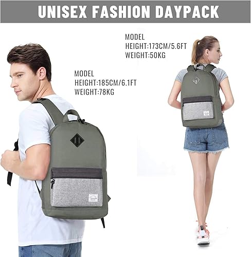 Miniatura 9 de VASCHY - Mochila escolar resistente al agua para hombres y mujeres, mochila informal para el trabajo, Gris, Mochilas Daypack