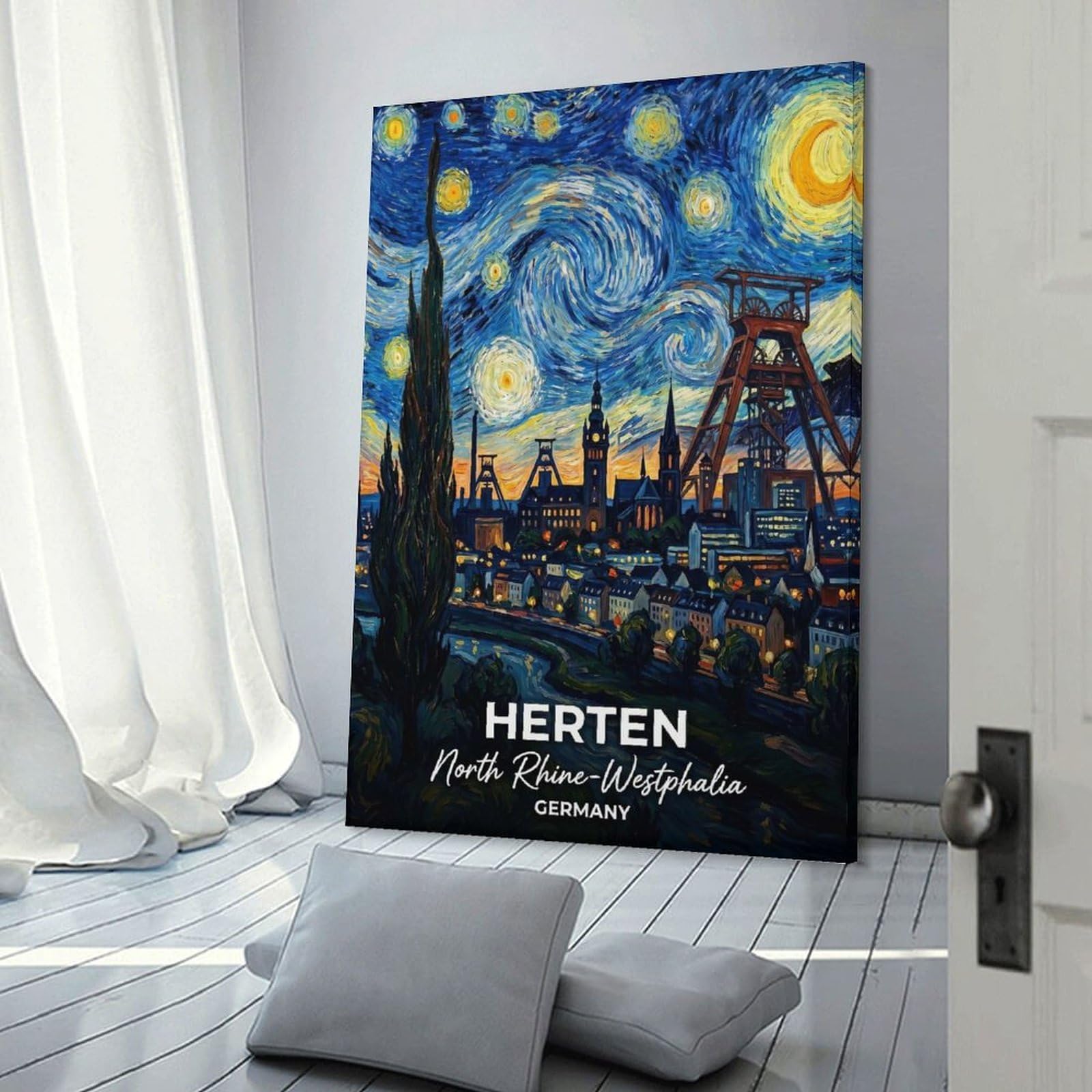 Junmoney Herten, North Rhine-Westphalia, Germany Home Decor Wall Art, 24x36inch(60x90cm), for Bedroom, Lounge Or Dressing Area, Canvas Wall Decor for Personal Spaces