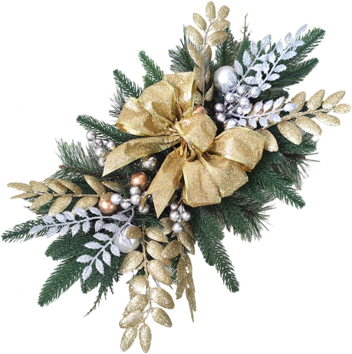 Christmas Stair Swag Teardrop Bowknot Decor for Fireplace and Window Reusable Holiday Garland for Home Decoration Non- Nordic Style Lifelike Greenery
