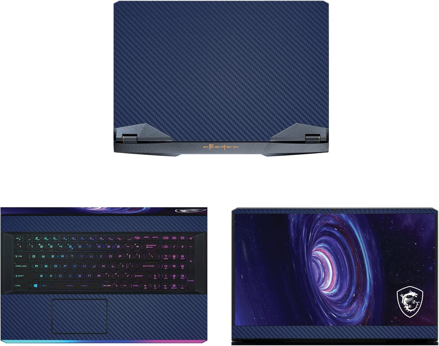 Decalrus - Protective Decal for The MSI GE76 Raider (17.3" Screen) Laptop Blue Carbon Fiber Vinyl Cover wrap CFmsiGE76_raiderBlue