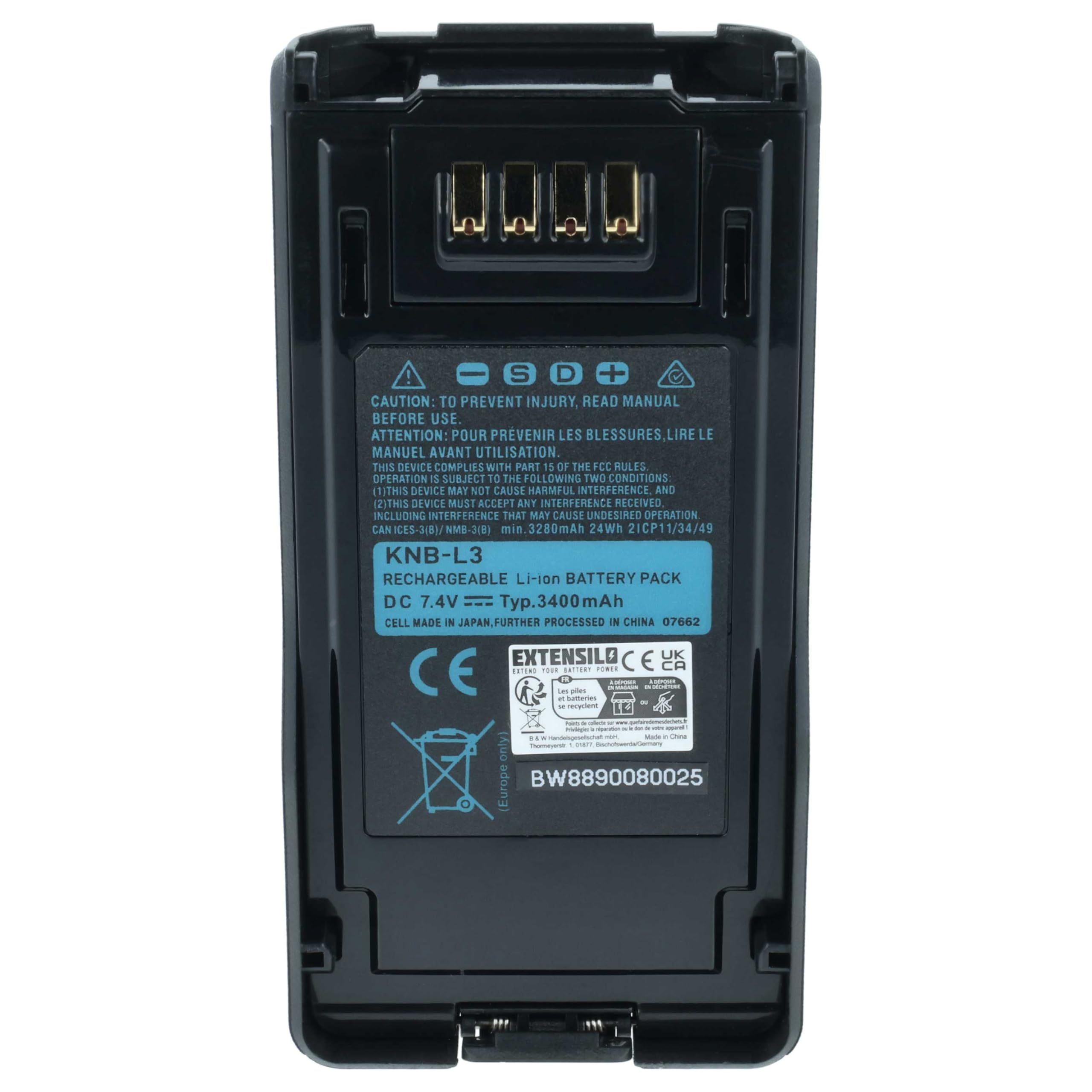 2 x akumulator zamienny do Kenwood KNB-N4, KNB-LS6, KNB-N4M do krótkofalówki, Walkie Talkie (3400 mAh, 7,4 V, litowo-jonowy)