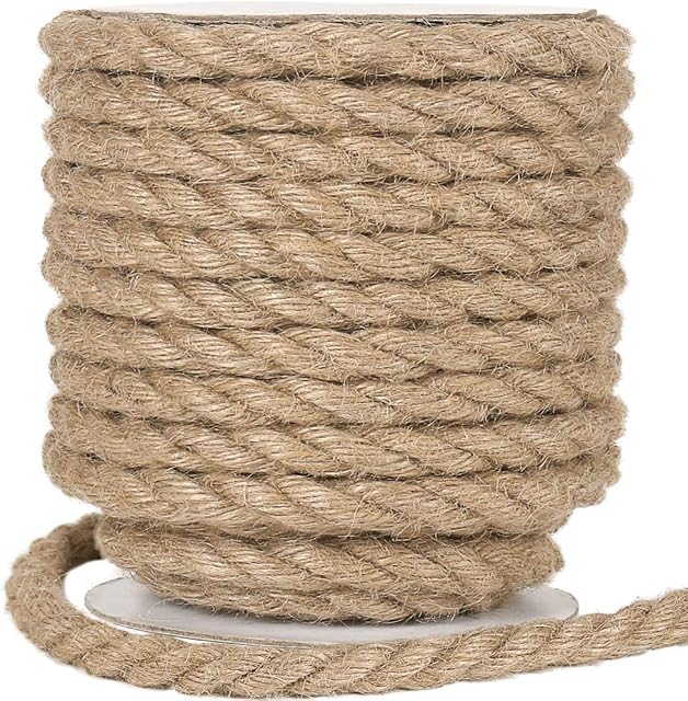 Vivifying 12mm Jute Rope, 33 Feet Natural Heavy Duty Twine for Crafts, Cat Scratch Post, Bundling (Brown)