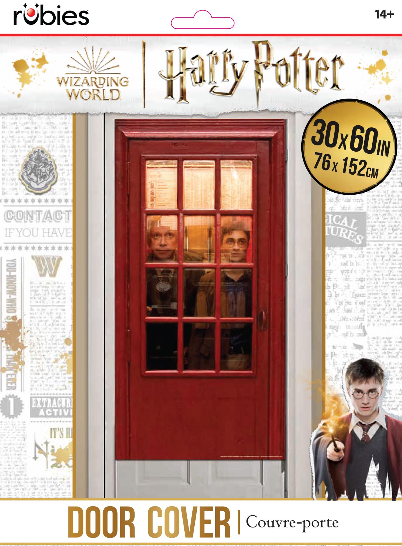 Décoration Porte Harry Potter - Cabine Téléphonique - 76x152 Cm - Officielle Rubies