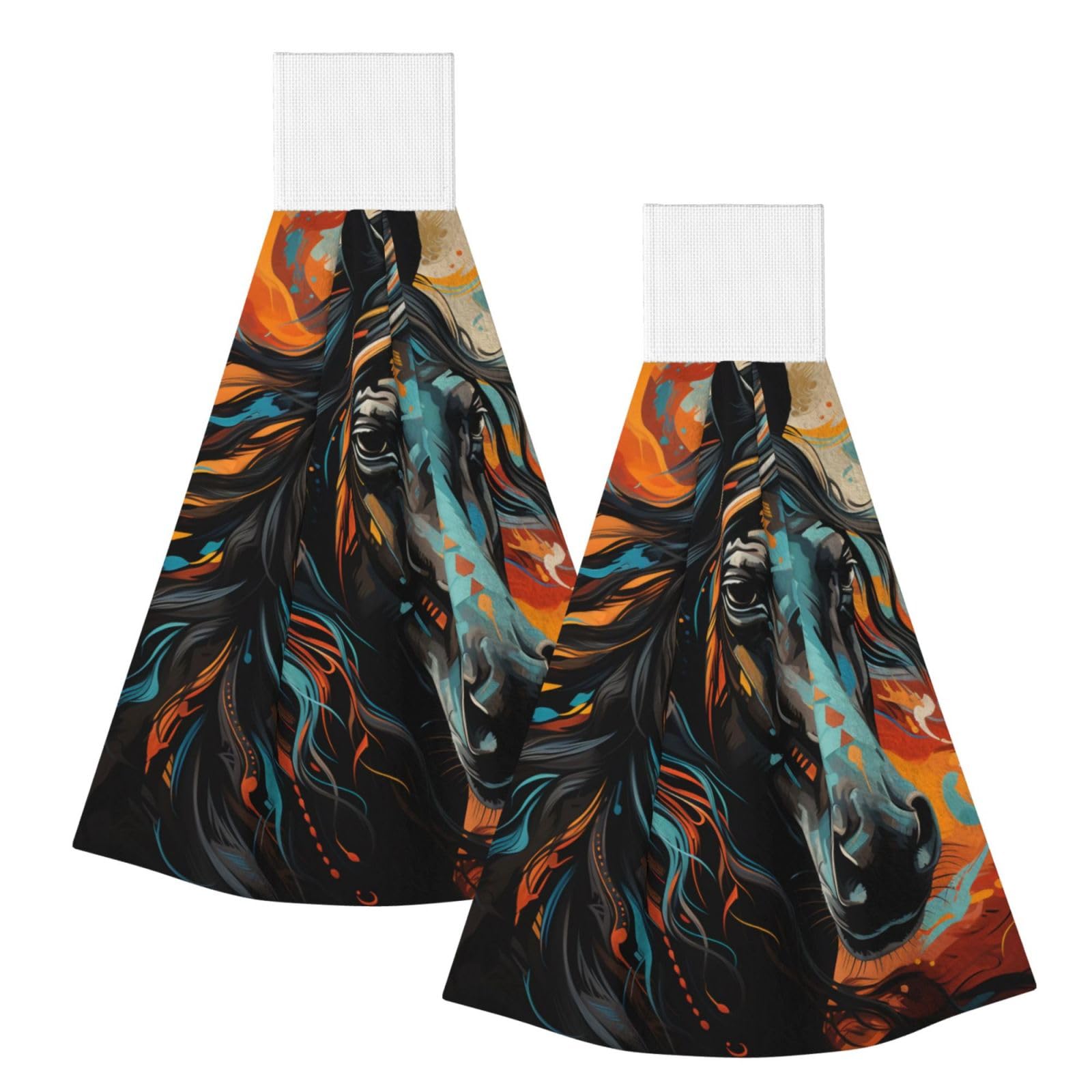 Colored Mane Horses Highly Absorbent Dish Towels Soft Coral Fleece Wipe