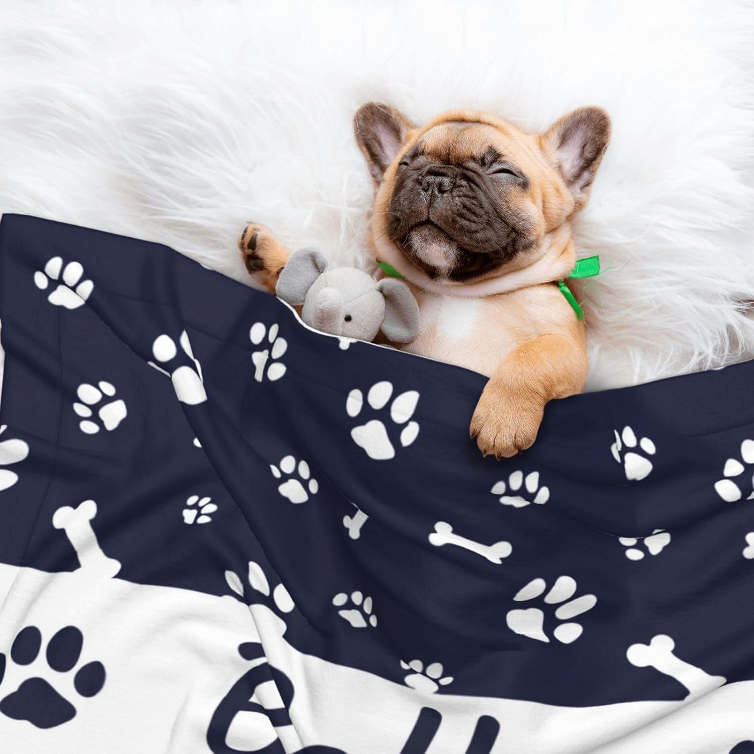 Personalized Pet Name Blanket Custom Dogs Blanket,Dog Gift for Dog Lovers Mom Dad Cute Paw Print Soft Flannel Puppy Throw Blanket L 80"X60" Adults