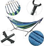 LIVINGbasics 9Ft Double hamac avec support en acier de barre d'écartement pour Travel Beach Yard Camping extérieur (Hammock avec support)