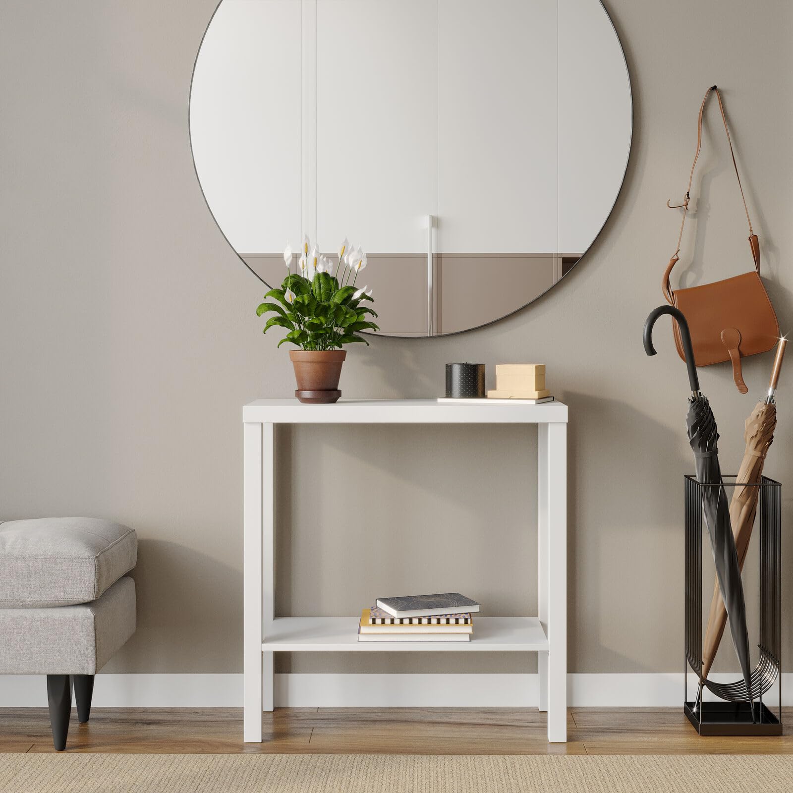 URBNLIVING 2-Tier Wooden Narrow Console Side Table, Entryway Hallway Furniture - Image 2