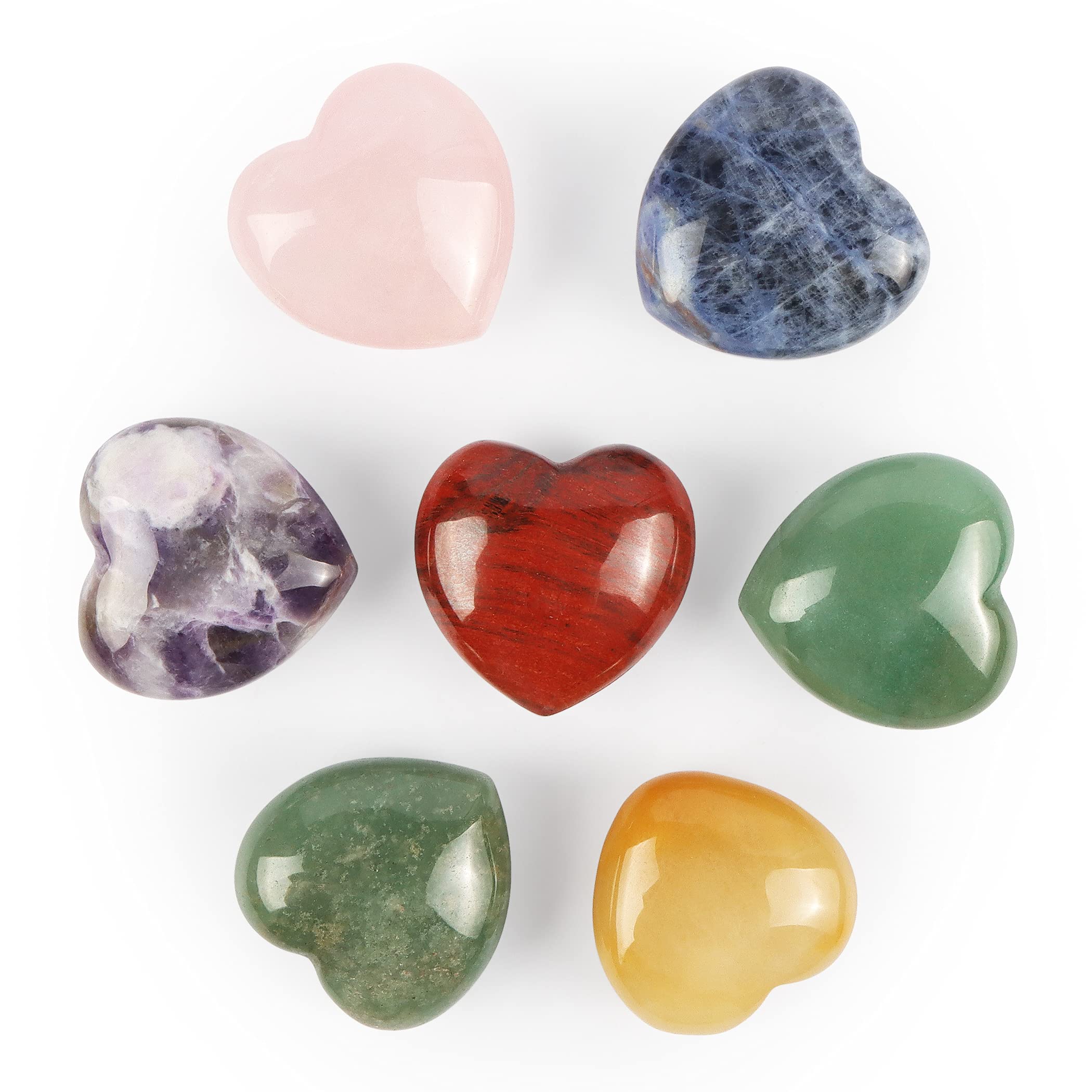 Artistone 7 Chakra Heart Stones Sets Polished Crystal Gemstone Chakra Heart 7 Reiki Healing Crystal Meditation Massage Energy Yoga Home Decoration