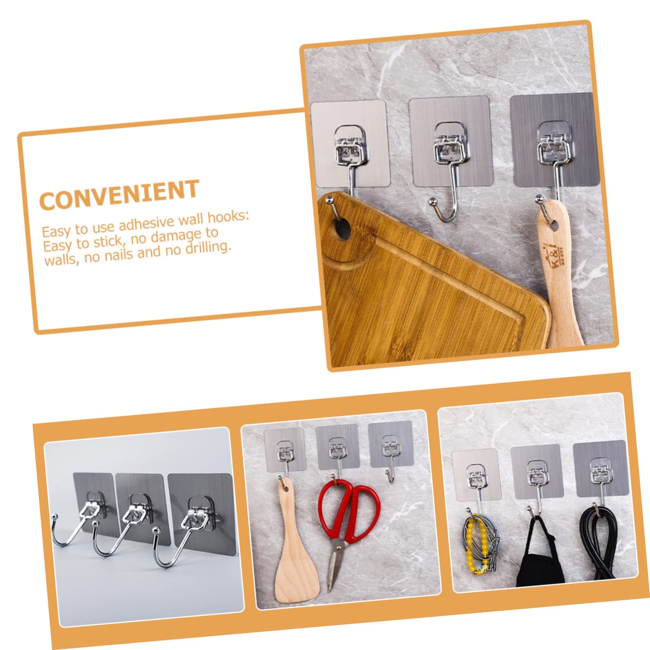 VASDEV 20 piezas Gancho autoadhesivo que no deja marcas Perchas para ropa de niños Perchas transparentes Sombrero Percha de pared Pequeños tréboles de metal Ganchos de pared Ganchos de pa