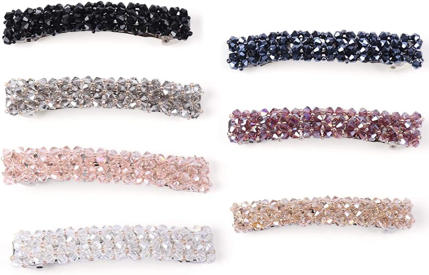 Babioms Barrette Hair Clips Crystal Clips for Hair Barrettes French Clip Clasp Crystal Beaded Hair Pin Barrettes for Women for Thick Fine Hair Shiny Bling Birthday Valentines Day Gifts