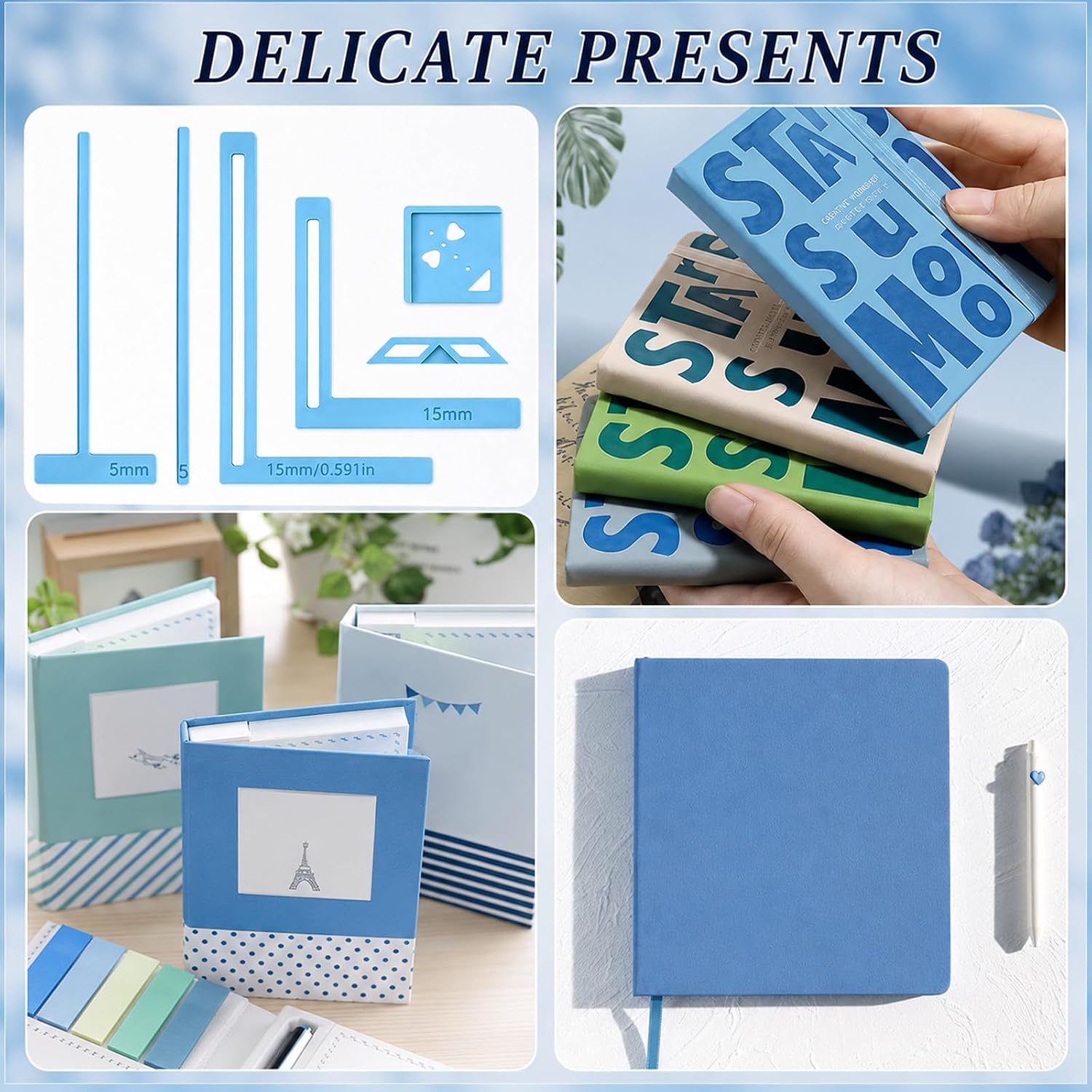 Andibro 9 Pcs Book Binding Kits, Sticky Notes Bookbinder Guide Stencil