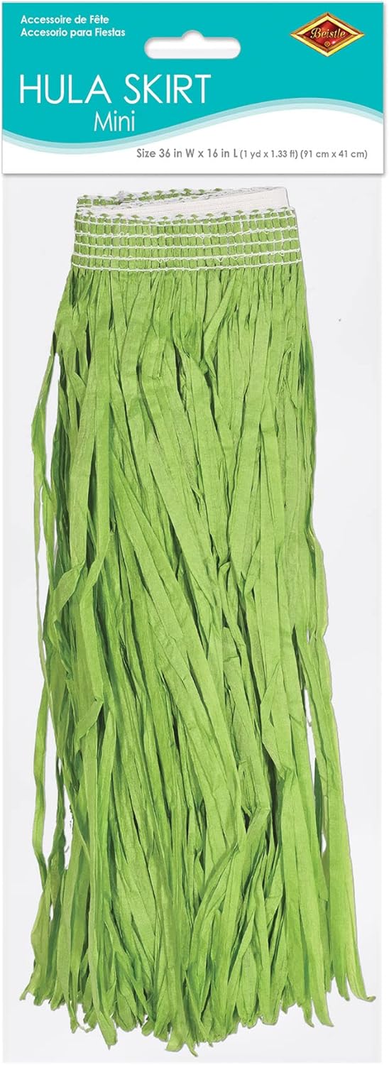 Beistle Womens Adult Mini Hula Skirt for Luau Girl Costume Accessory, Green, 16 X 36 US - Image 6
