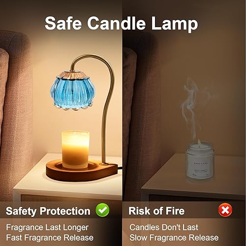 Miniatura 5 de Lámpara Calentadora de Velas con Temporizador, Lámpara Calentadora de Velas Ajustable, Soportes Calentadores de Velas de Cuerpo de Vidrio Eléctricos