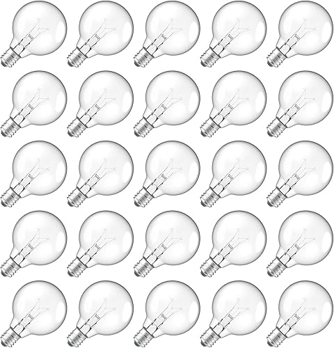 Miniatura 10 de Meconard Bombillas LED de color G40 para tira de luces, bombillas LED de 1 vatio inastillables, base de candelabro E12/C7, bombillas de repuesto de