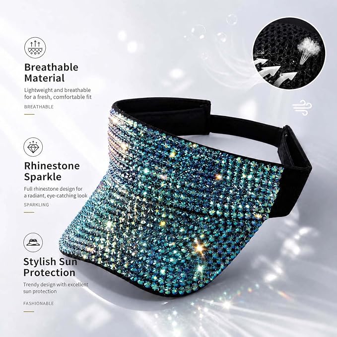 Visera de sol brillante con pedrería para mujer miniatura 6