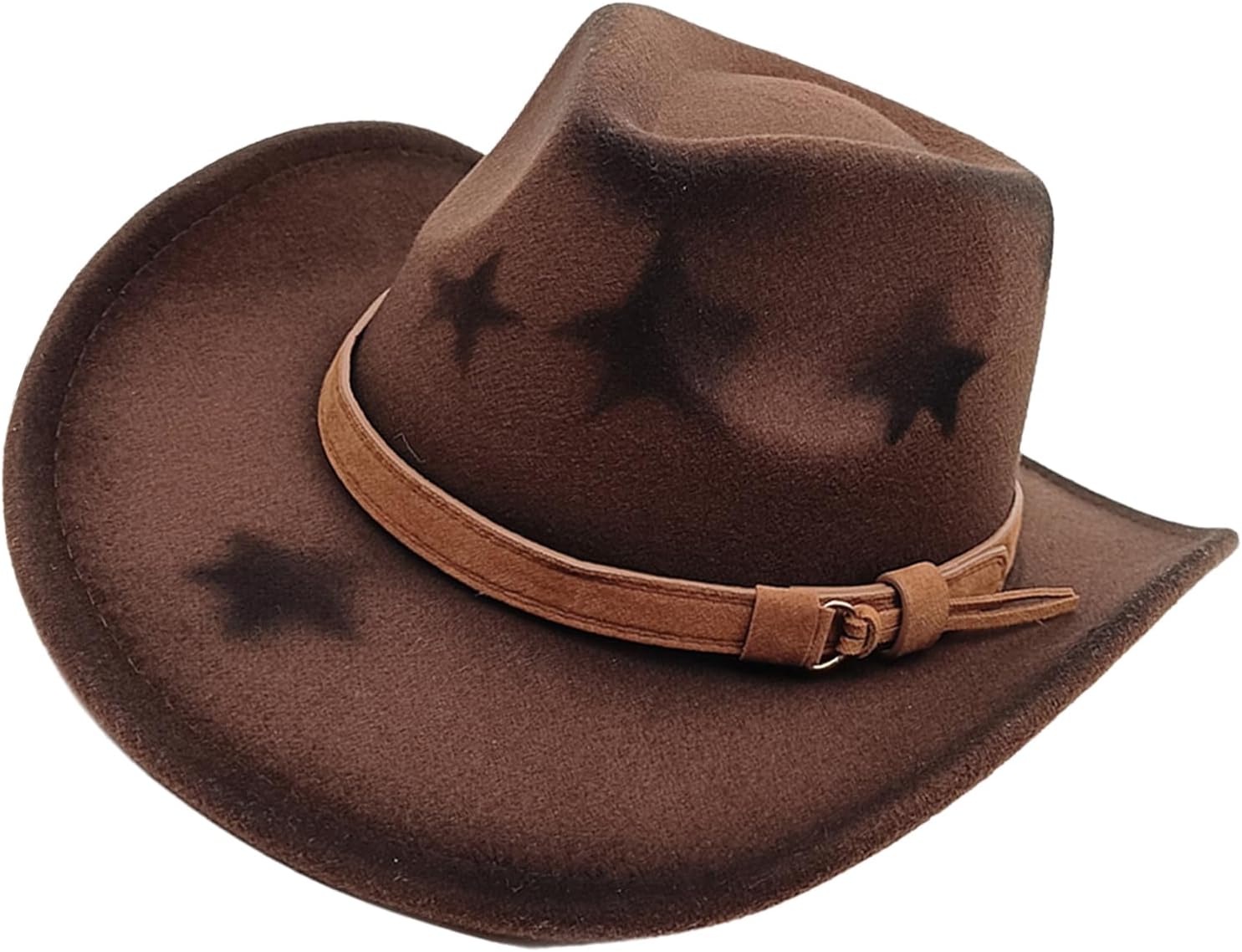 Fedoras Hat Panama Star Print for Women Men Photo Props Western for Unisex Wear Headwear Western Brown