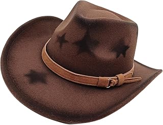 YUXITA Fedoras Sombrero Panamá Sombrero Maillard Star Print para mujeres y hombres, accesorios para fotos occidentales para hombres y mujeres, unisex, color marrón