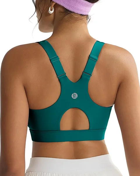 RUNNING GIRL Sports Bra for Women,Adjustable Straps Molded Cup High Impact Sports Bras for Women with Sewn in Pads Teal X-Large