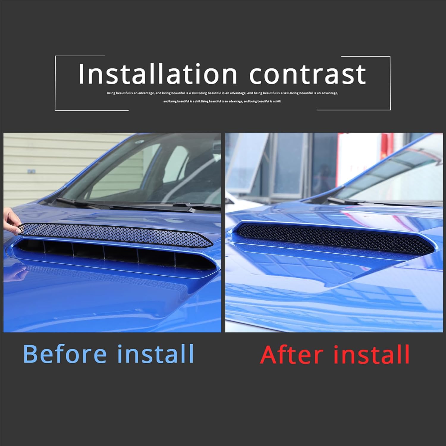 CHEAYAR Front Hood Scoop Grille Grille Cover Compatible with Subaru WRX 2022 2023 2024 2025, Front Hood Vent Air Grille Cover Engine Vent Protection Cover WRX Accessories(Black)