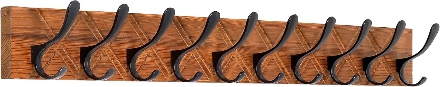 SKOLOO Garderobenleiste Holz, Graviertes Design, 85cm Kleiderhaken Wand