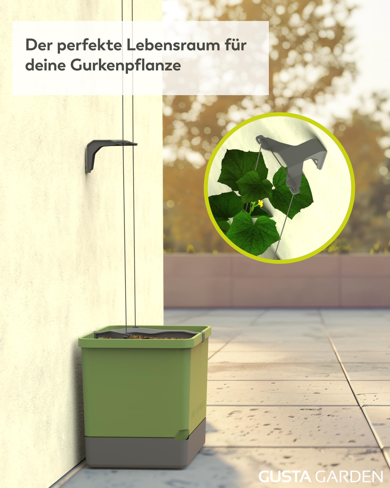 GUSTA GARDEN Curt Cucumber - Selbstbewässernder Gurkentopf mit Ranksystem, 20L Erdvolumen & 4,5L Wassertank, Rankhilfe, Gurken, UV-Stabil, Made in EU (blau)