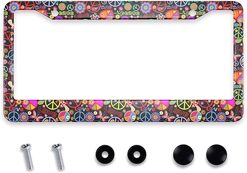 Vista 8 de Smooffly Marco de matrícula personalizado de acero inoxidable blanco y negro a cuadros, accesorio decorativo de matrícula, 2 agujeros y tornillos