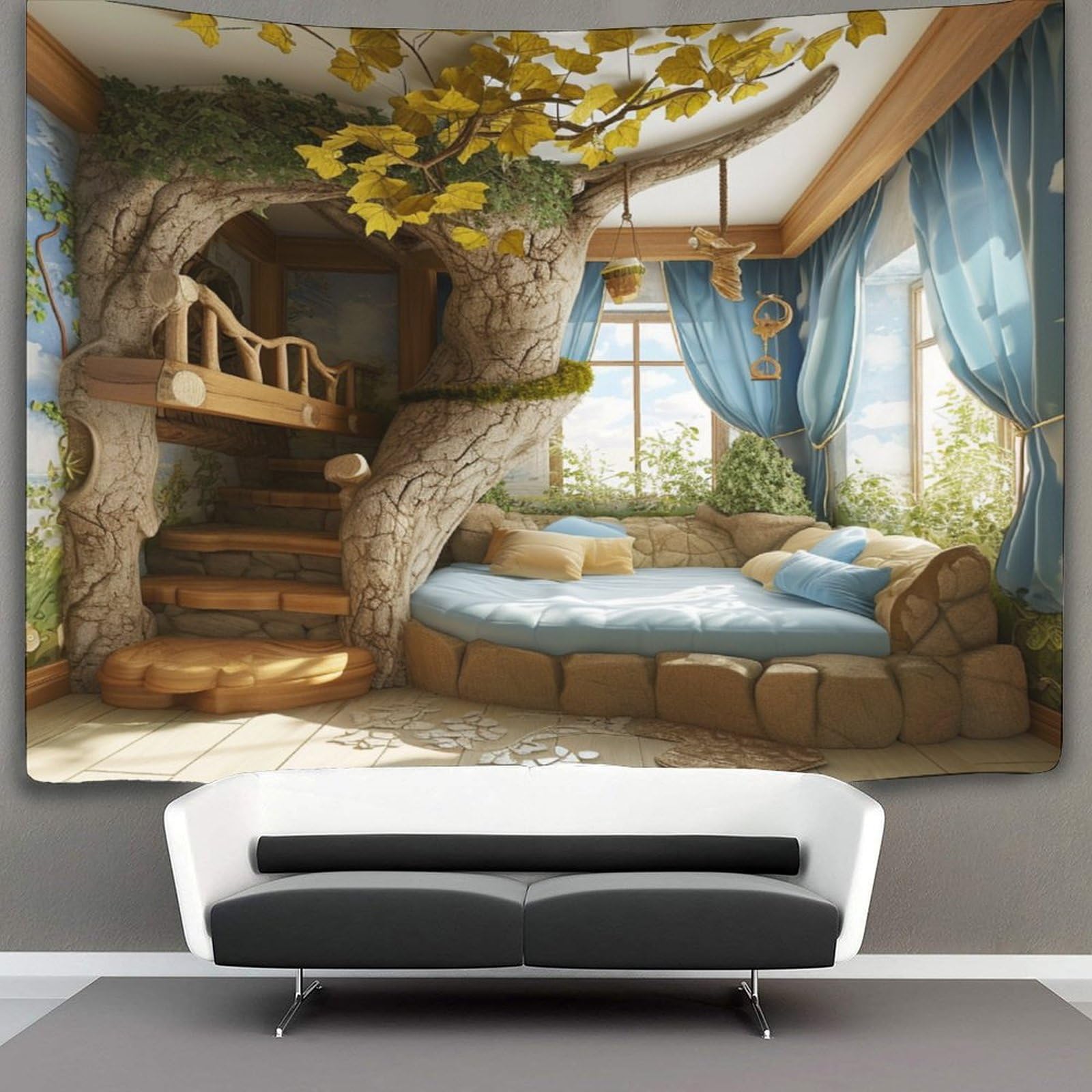 kaiyun Jungle Cabins Tapestry Bio Buildings Wall Hanging Bedroom Home Decor 150cmx200cm