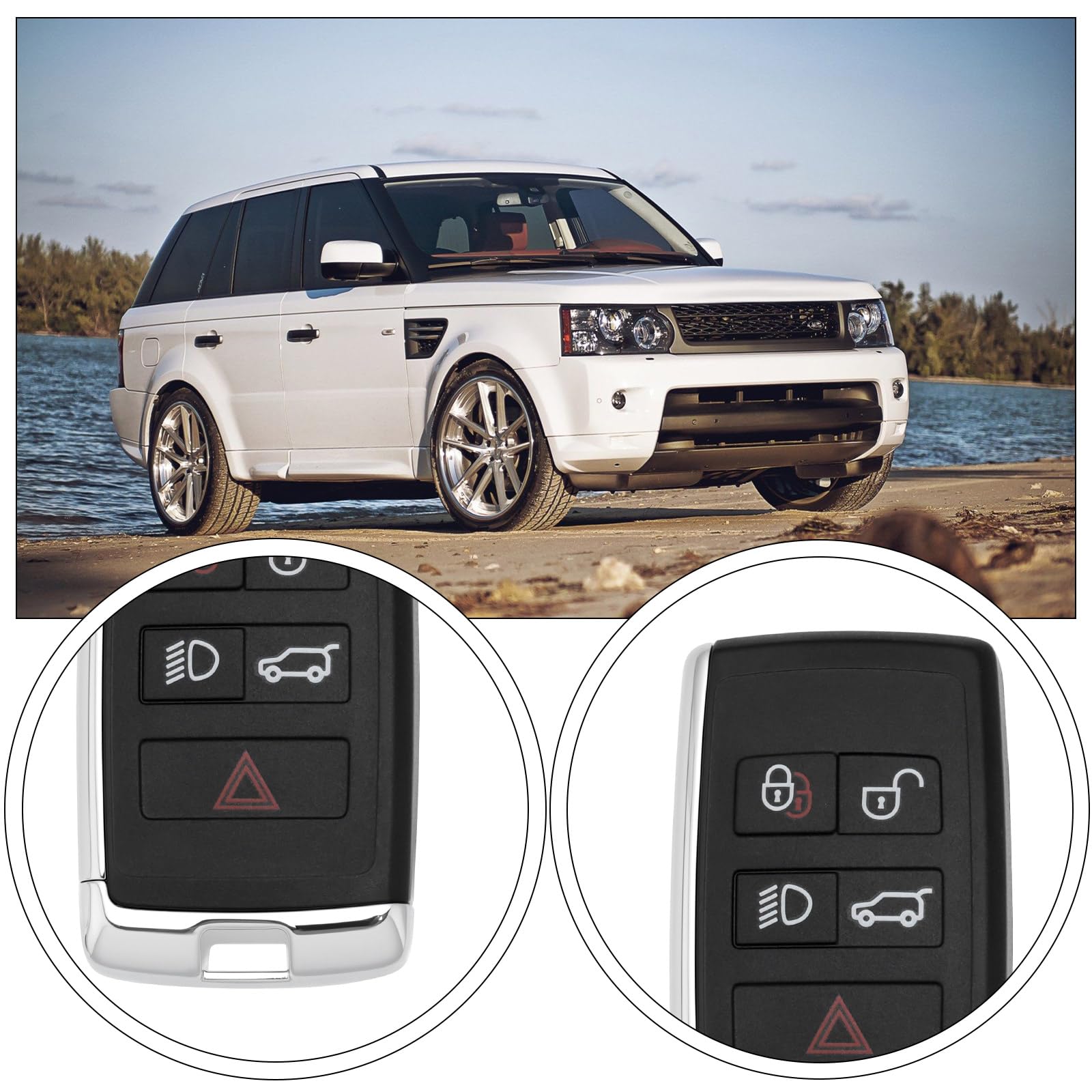 Custodia Portachiavi Telecomando Auto 5 Pulsanti - Guscio Sostitutivo In Nero Per Range Rover Evoque, Sport, Vogue L405 (2010-2016) E Altri Modelli - Telecomando Originale Non Incluso - 4