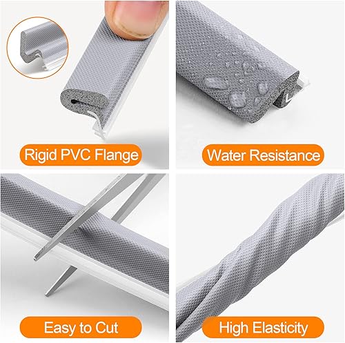 Miniatura 17 de Sello de puerta de corte extra largo de 40 pies para espacios grandes y fácil instalación (blanco)