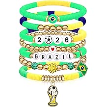 2026 World Soccer Game Day Bracelet for Women Men Teens Soccer Beaded Stretch Bracelet Soccer Gifts Outfit Costume Accessories