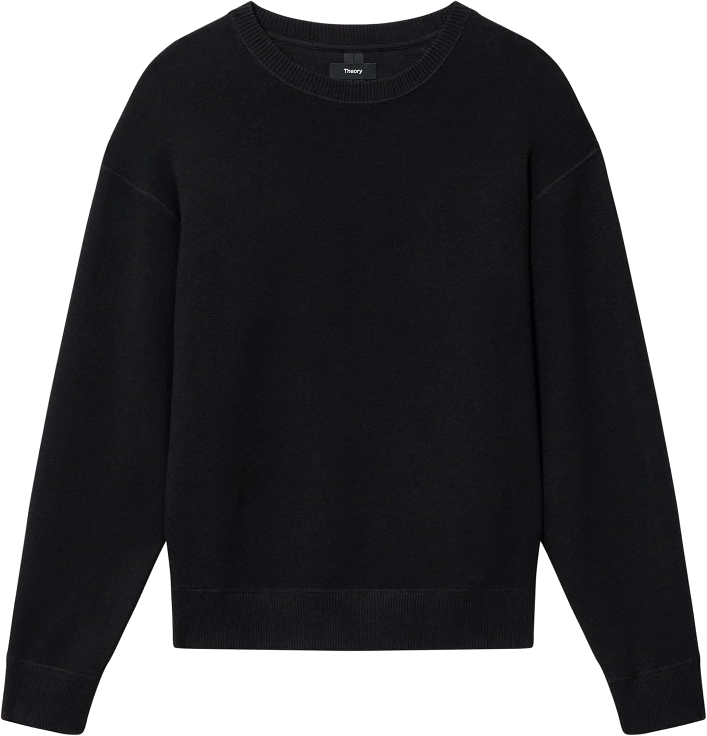 Theory Men's Relax Crewneck Long Sleeve in Light Bilen, Black