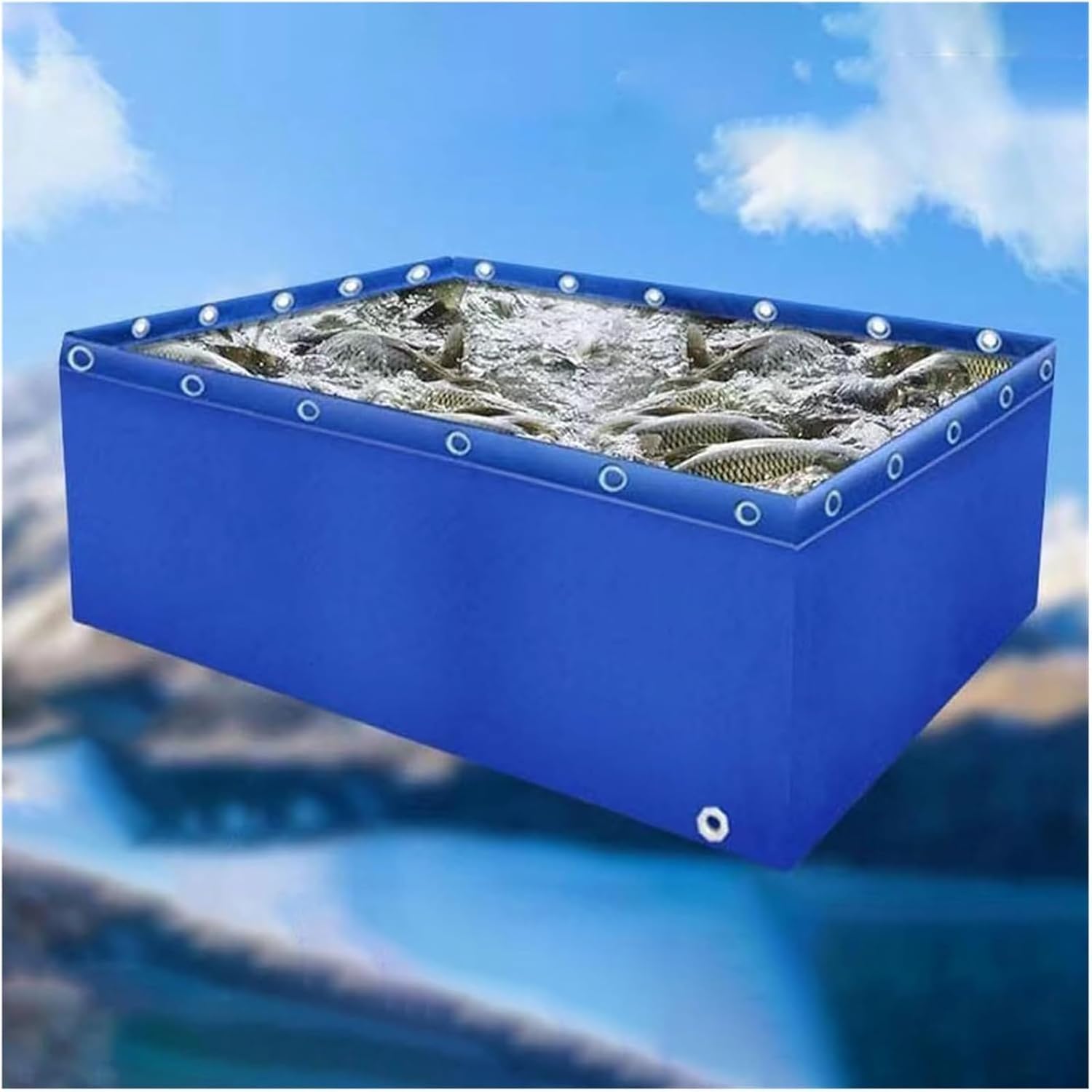 Premium PVC Canvas Koi Fish Breeding Pool - Portable, Durable Garden Pond with Drain Valve for Water Storage, Irrigation, and Above Ground Aquatic Habitat - 100x100x80cm