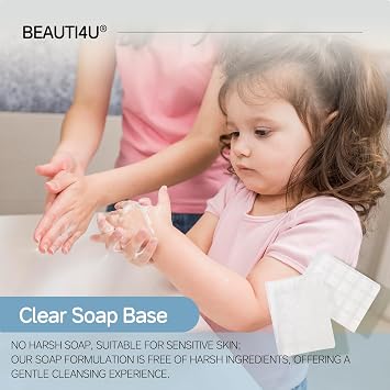 لوازم صنع الصابون Beauti4u 2lb - قاعدة صابون الجلسرين الشفافة - لوازم منزلية الصنع للأطفال والعائلة