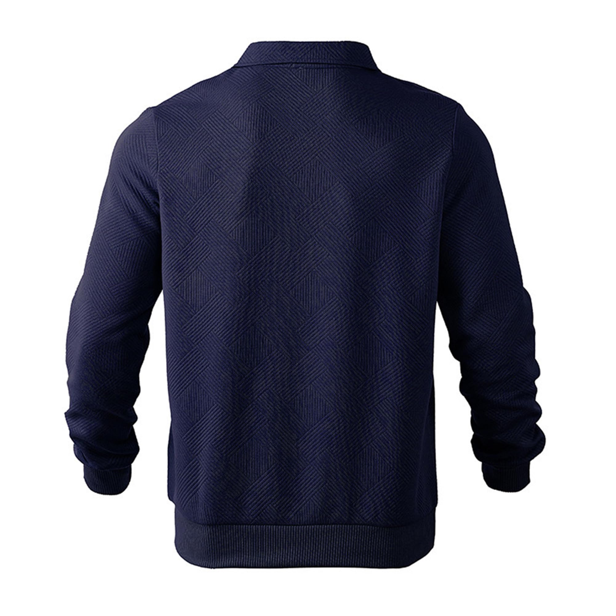 Sudadera Hombre Media Cremallera Cuello Polo Texturado Suéter Casual Golf