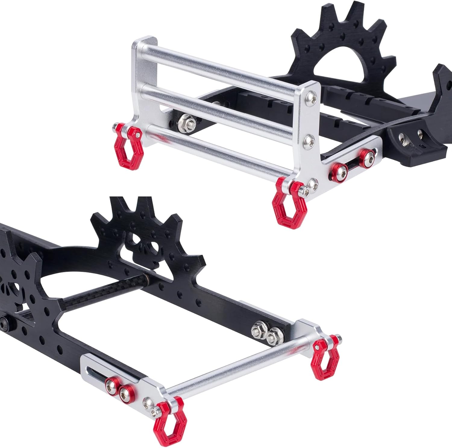 TRX4 Bumper, Adjustable 1/10 Bumper, Aluminum Front Rear Bumpers Bull Bars for 1/10 RC Crawler Axial SCX10 TRX4 LCG Chassis FJ40 Dodge Power Wagon Body (Black)