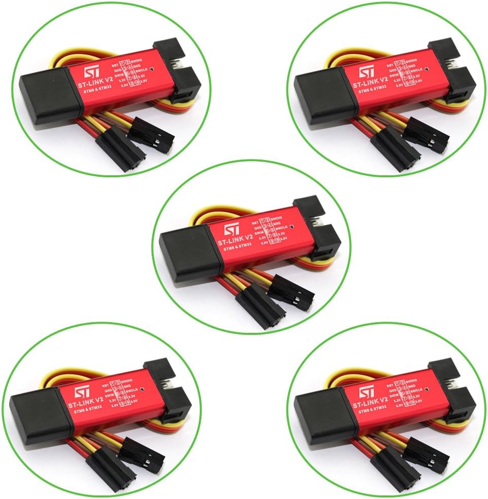 Yoochin 5pack ST Link Stlink ST-Link V2 Mini STM8 STM32 Simulator Download Programmer Programming with case