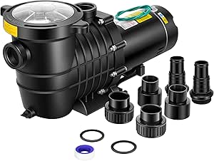 VIVOHOME 2.0HP Pool Pump - 115V/230V Self-Priming Motor - In-Ground/Above Ground - 6800GPH Energy Efficient - 1.5", 2", and 1.25"-1.5" Connectors w/Strainer Basket