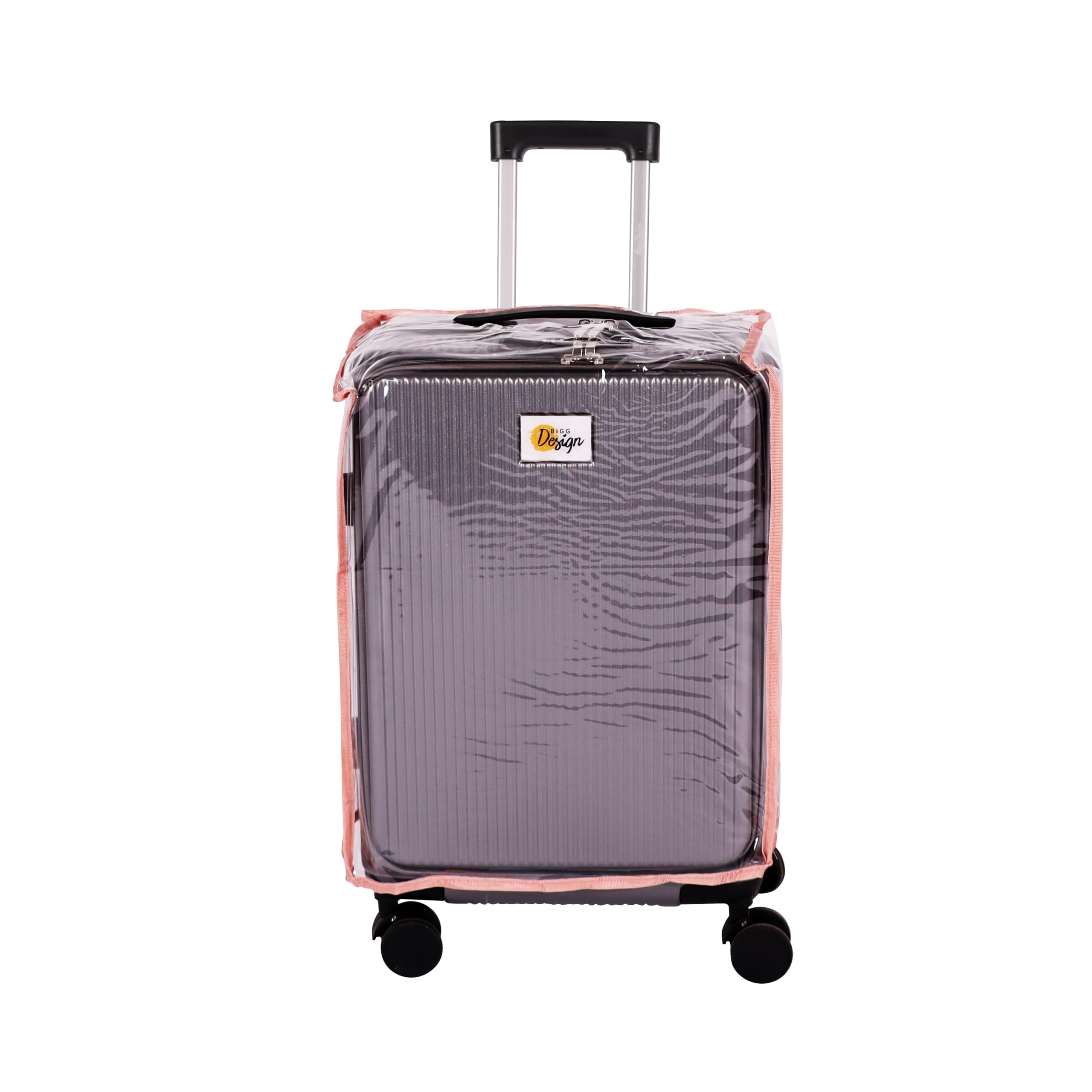 BiggDesignMoods Up Suitcase with Cup Holder and USB Port, Travel Carry On Luggage with Laptop Compartment and TSA Lock System, 360° Spinner Wheels, 15 kg Carrying Capacity, 20”, Silver