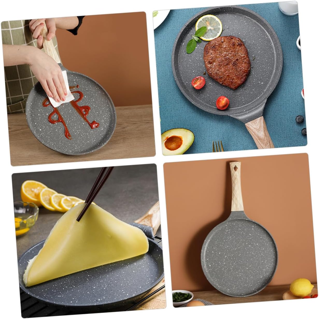 Aluminum Alloy 24cm Nonstick Crepe Pan and Tortilla Frying Pan for Pancakes and Eggs, Small Skillet for Breakfast Cooking, Sturdy Surface without Coating